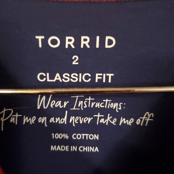 Torrid 95 Classic Fit Cotton Crewneck Varsity Shirt 2 (18-20) Blue/Red - Picture 4 of 4